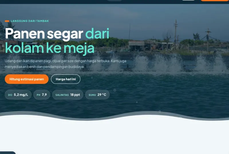 Tampilan theme WordPress Tambak & Perikanan
