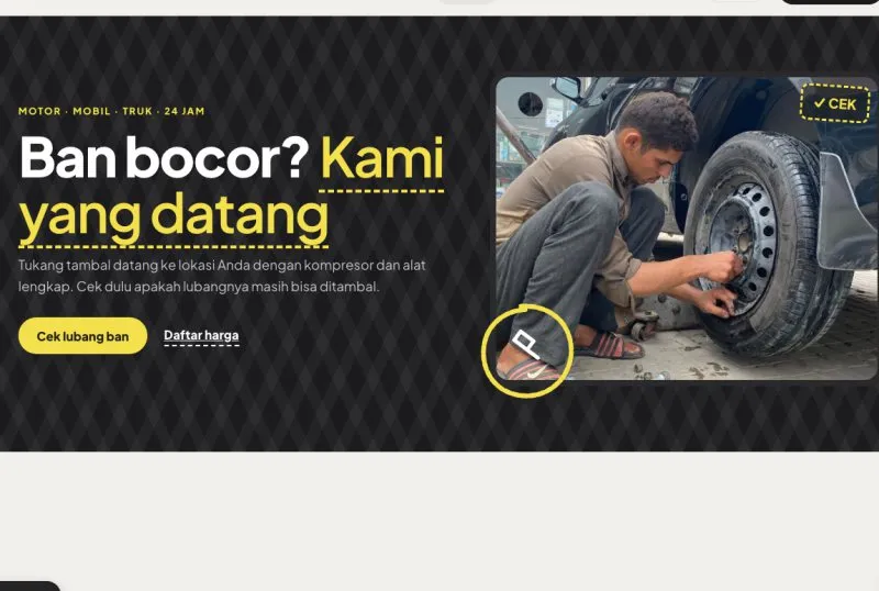 Tampilan theme WordPress Tambal Ban Panggilan
