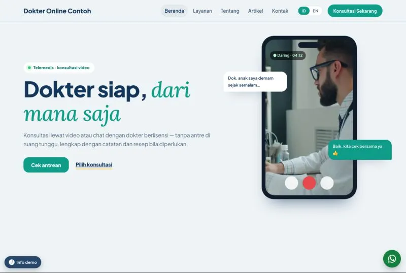 Tampilan theme WordPress Dokter Online