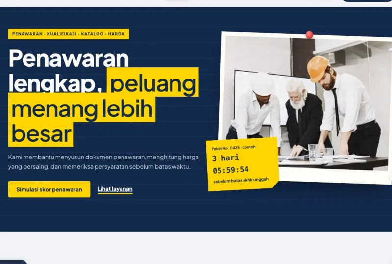 Tampilan theme WordPress Konsultan Tender & Pengadaan