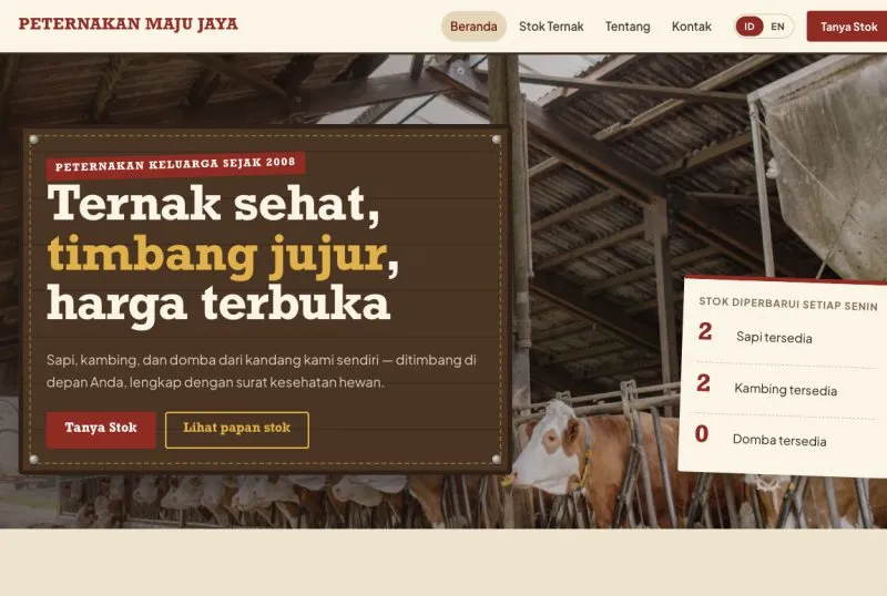 Tampilan theme Peternakan & Jual Ternak