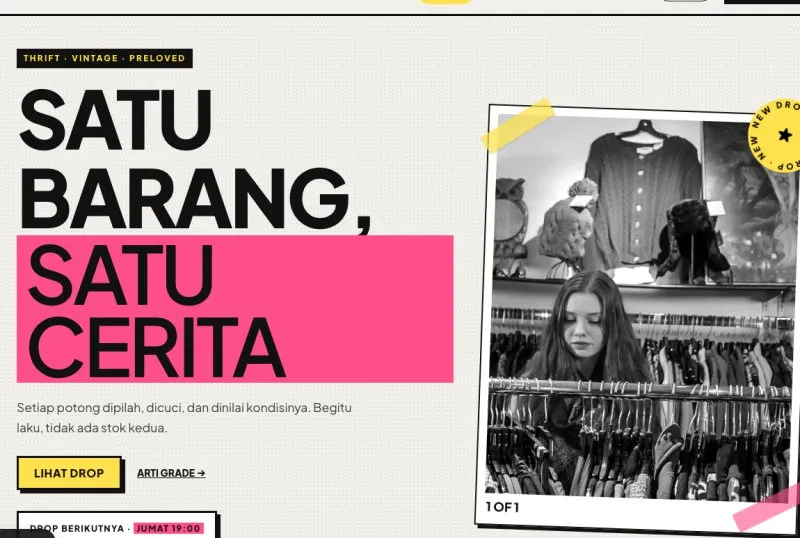 Tampilan theme Thrift Store