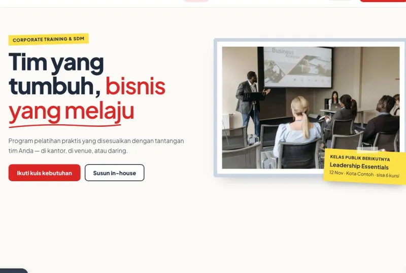 Tampilan template Corporate Training
