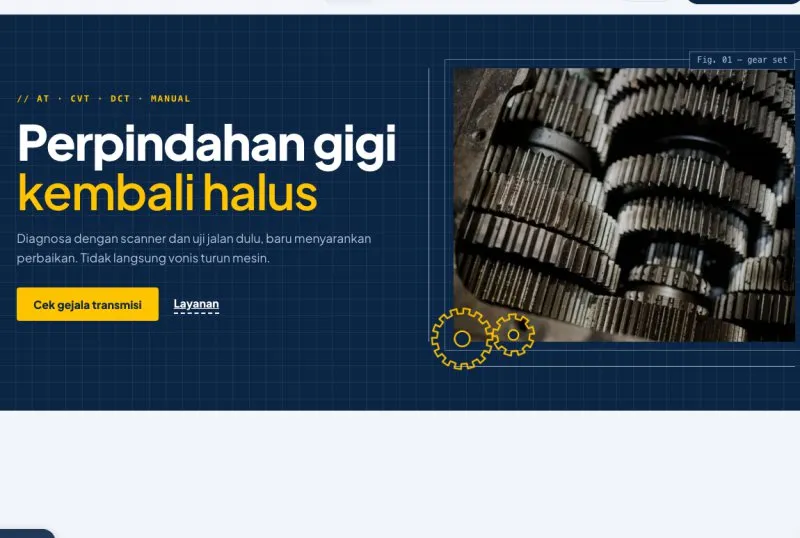 Tampilan theme WordPress Spesialis Transmisi