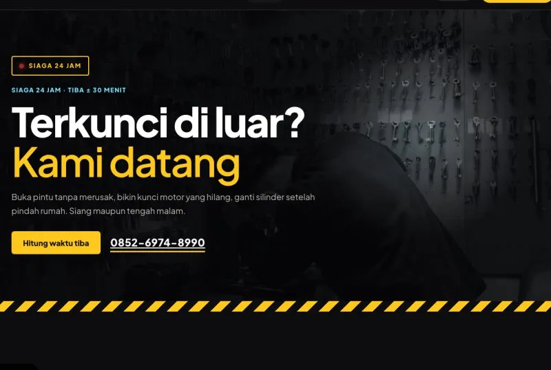 Tampilan theme WordPress Tukang Kunci 24 Jam