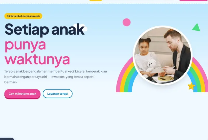 Tampilan theme WordPress Klinik Tumbuh Kembang Anak