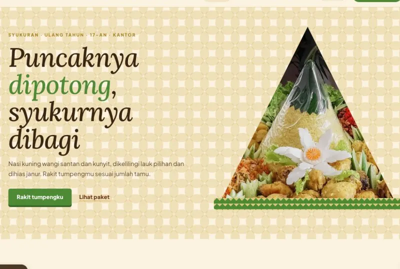 Tampilan theme WordPress Tumpeng & Nasi Kuning Syukuran
