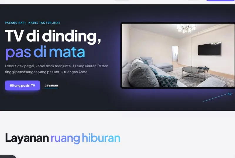 Tampilan theme WordPress Pasang Bracket TV & Home Theater