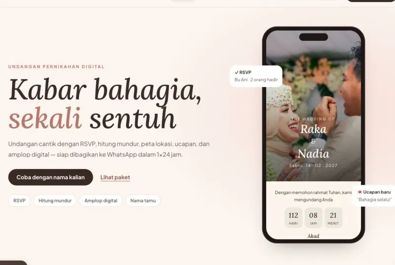 Tampilan theme Undangan Digital