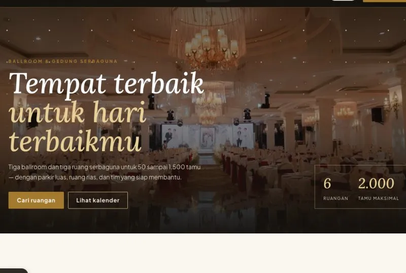 Tampilan theme Sewa Gedung & Ballroom