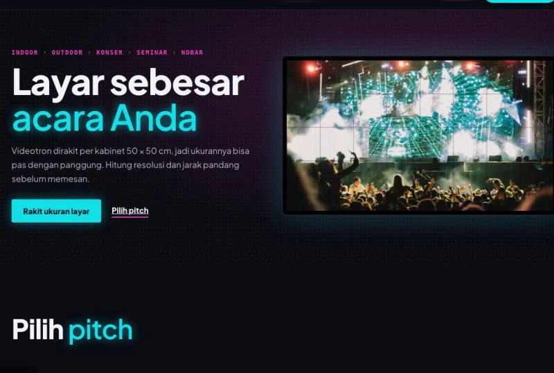 Tampilan theme Sewa Videotron
