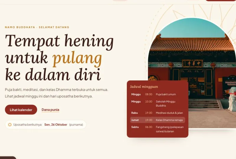 Tampilan theme Vihara & Kelenteng