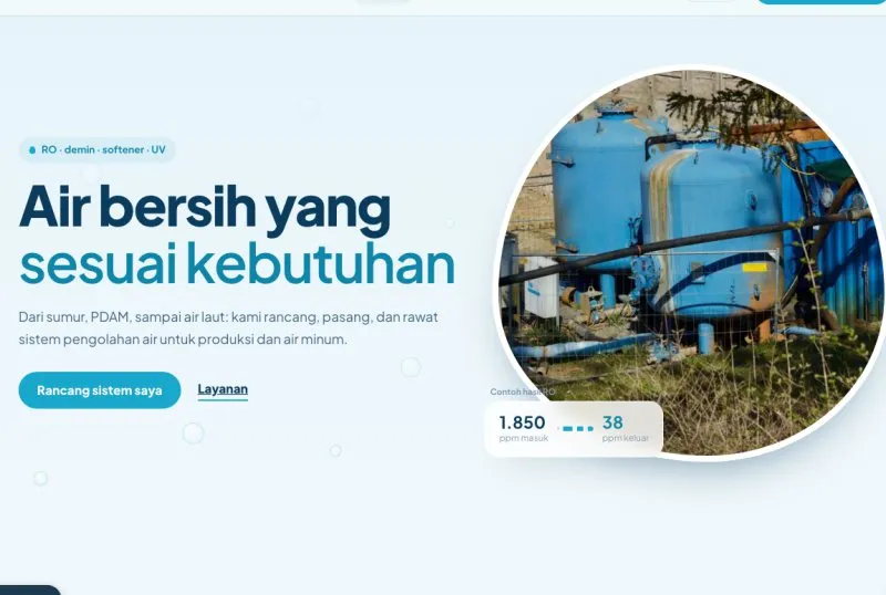 Tampilan theme Water Treatment & RO