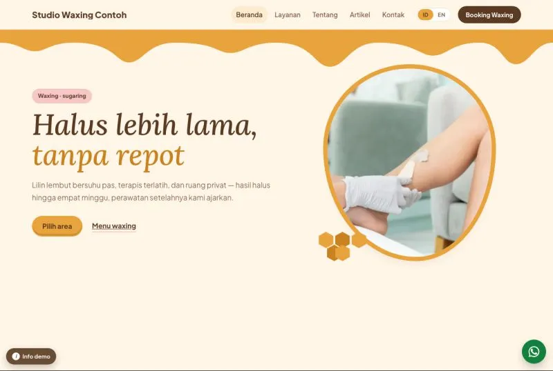 Tampilan theme WordPress Studio Waxing