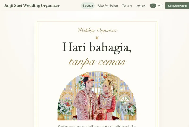 Tampilan theme WordPress Wedding Organizer