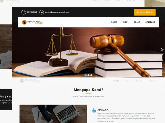 Tampilan website Pengacara Online