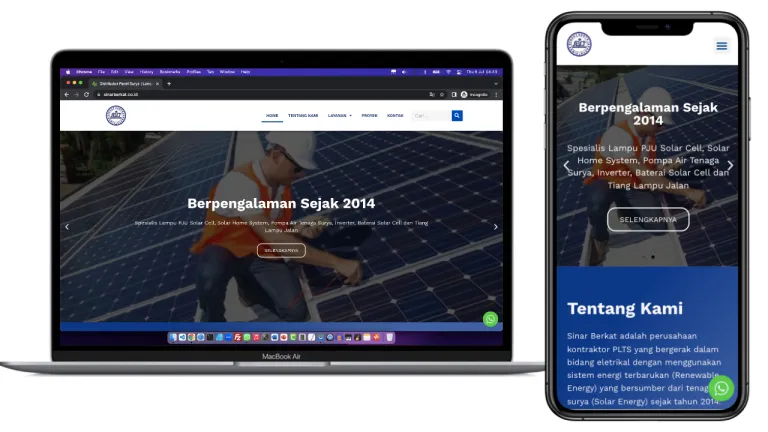 Tampilan website Sinar Berkat