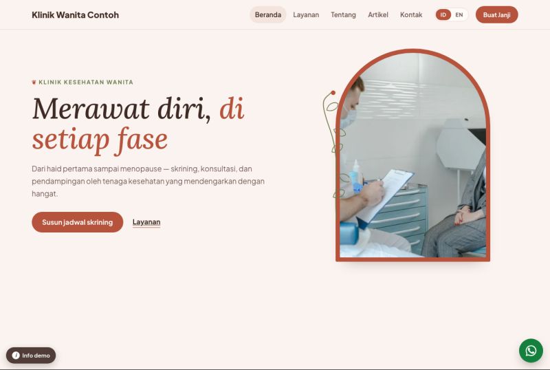 Tampilan theme WordPress Klinik Kesehatan Wanita
